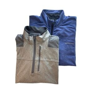 Vineyard Vines On-The-Go & Performance Shirt Men's XL Gray Blue Qtr Zip Pullover